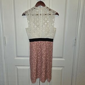 Sandro Gab Embroidered Floral Lace Two-Tone Open-Back Mini Dress – Size 38 #N4